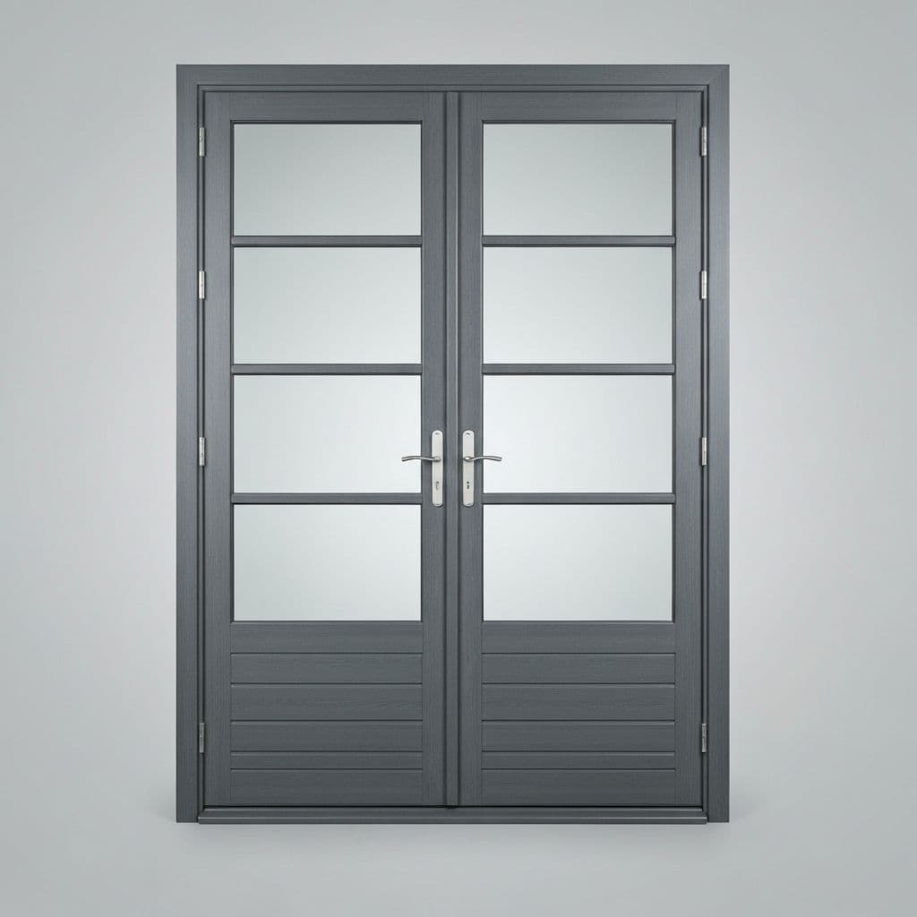 Kunststof dubbele loopdeur 3/4 glas antraciet RAL 7016