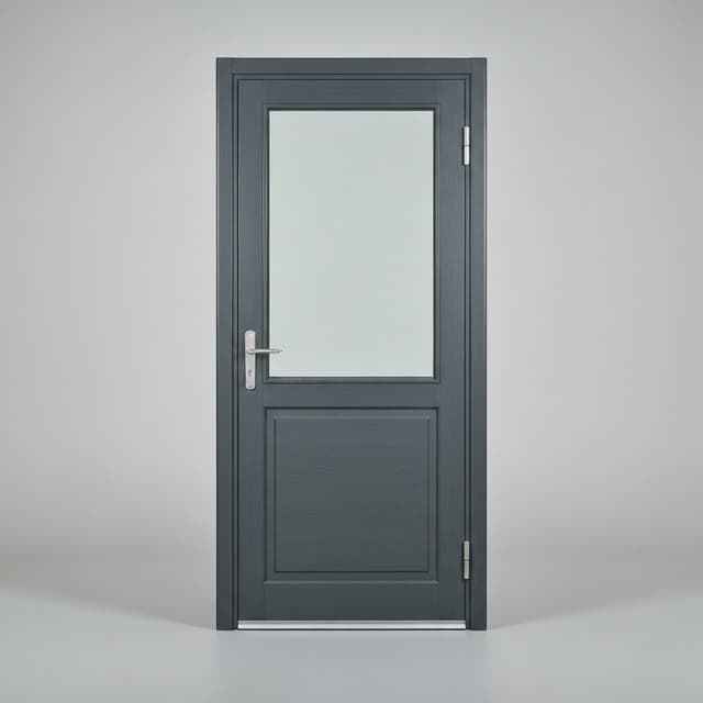 Kunststof loopdeur halfglas antraciet RAL 7016
