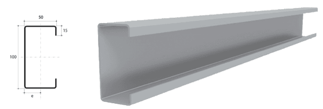 C profiel technische tekening - Optistaal koudgewalst staal