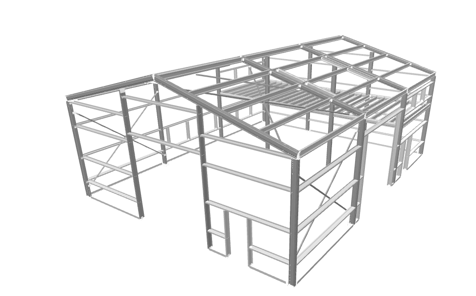 3D model van een verdiepingsvloer in staalconstructie
